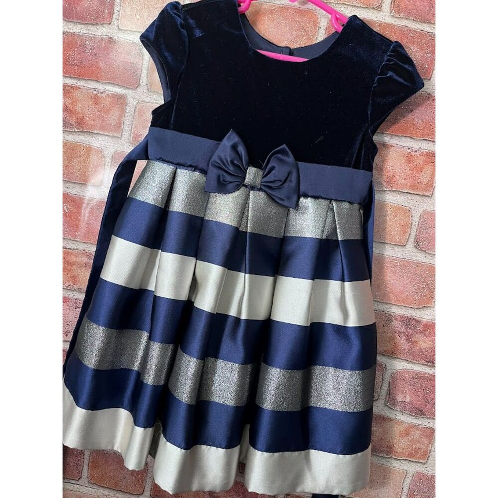 PC_Jona Michelle 3T Velvety White Blue Silver Bowed Dress